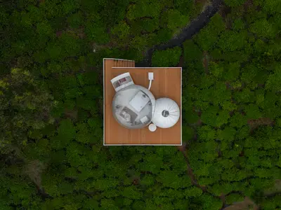 Transparent stargazing bubble dome wayanad stay exterior at boCHE 1000 Acres resort wayanad